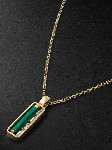 Suzanne Kalan 18-Karat Gold, Malachite and Diamond Pendant Necklace - Men | Thumbnail 4 Suzanne Kalan 18-Karat Gold, Malachite and Diamond Pendant Necklace - Men | Thumbnail 4