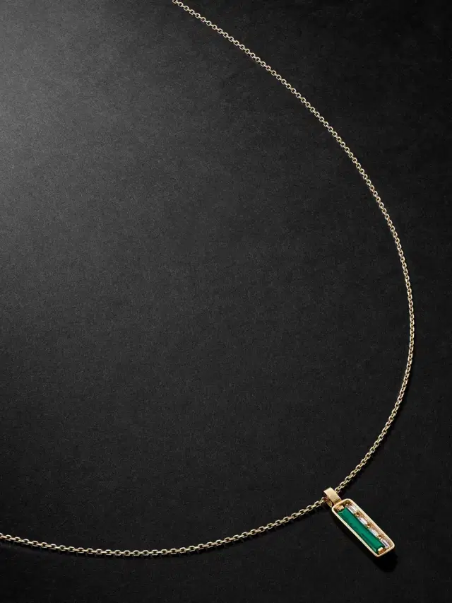 Suzanne Kalan 18-Karat Gold, Malachite and Diamond Pendant Necklace - Men