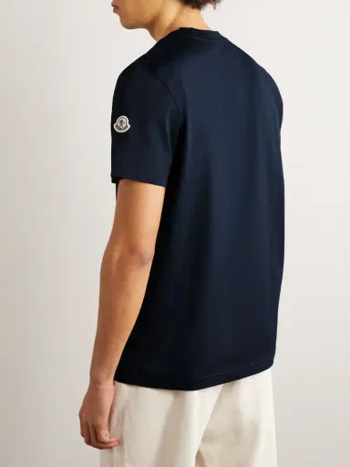 Moncler Logo-Appliquéd Cotton-Jersey T-Shirt - Men | Thumbnail 3 Moncler Logo-Appliquéd Cotton-Jersey T-Shirt - Men | Thumbnail 3