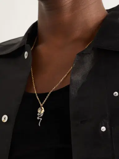Sydney Evan Elephant Small Gold, Silver and Diamond Necklace - Men | Thumbnail 2 Sydney Evan Elephant Small Gold, Silver and Diamond Necklace - Men | Thumbnail 2