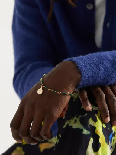 Foundrae Spade 18-Karat Gold, Malachite and Diamond Pendant Bracelet - Men | Thumbnail 2