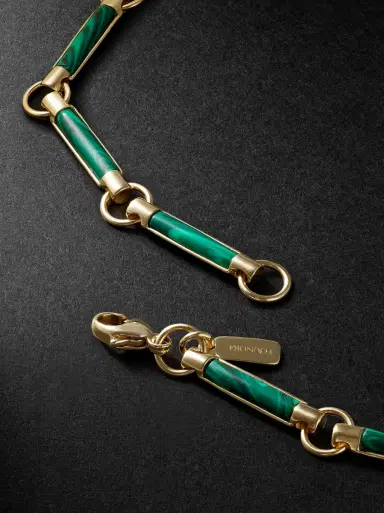 Foundrae Spade 18-Karat Gold, Malachite and Diamond Pendant Bracelet - Men | Thumbnail 3