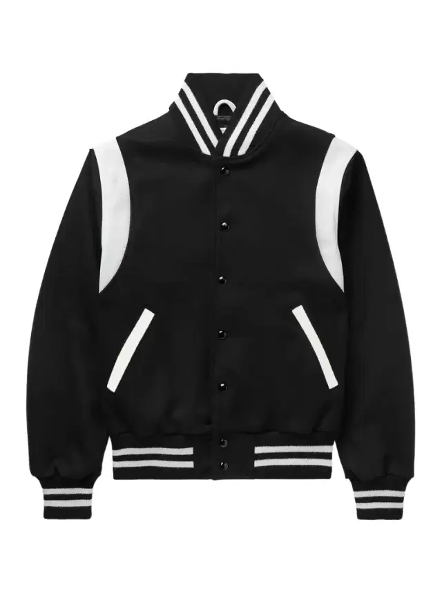 The Hayes Leather-Panelled Wool-Blend Varsity Jacket - Men