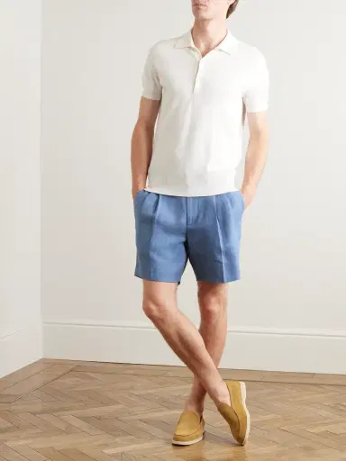 Loro Piana Straight-Leg Pleated Linen Bermuda Shortsen | Thumbnail 2 Loro Piana Straight-Leg Pleated Linen Bermuda Shortsen | Thumbnail 2
