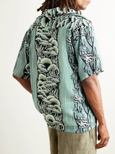 KAPITAL Camp-Collar Printed Cupro and Silk-Blend Shirt - Men | Thumbnail 3
