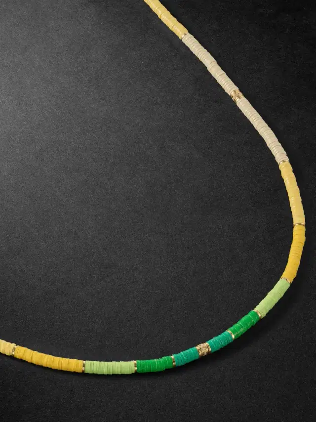 MAOR Mini Rizon 18-Karat Gold, Diamond and Beaded Necklace - Men