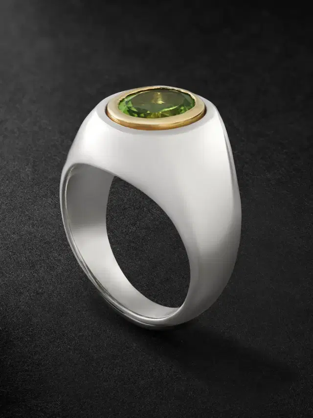 MAOR Solitaire Sterling Silver, 18-Karat Gold and Tourmaline Ring - Men