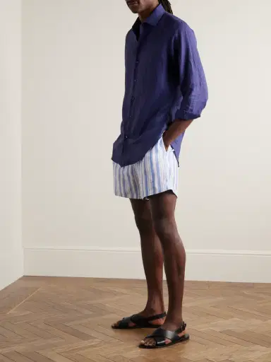 Loro Piana Bermuda Bay Straight-Leg Striped Linen Drawstring Shorts - Men | Thumbnail 2 Loro Piana Bermuda Bay Straight-Leg Striped Linen Drawstring Shorts - Men | Thumbnail 2