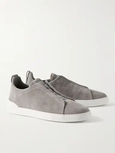 Zegna Triple Stitch™ Suede Slip-On Sneakers - Men | Thumbnail 4 Zegna Triple Stitch™ Suede Slip-On Sneakers - Men | Thumbnail 4