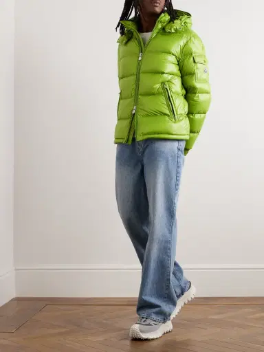 Moncler Maya Logo-Appliquéd Quilted Glossed-Shell Hooded Down Jacket - Men | Thumbnail 2 Moncler Maya Logo-Appliquéd Quilted Glossed-Shell Hooded Down Jacket - Men | Thumbnail 2