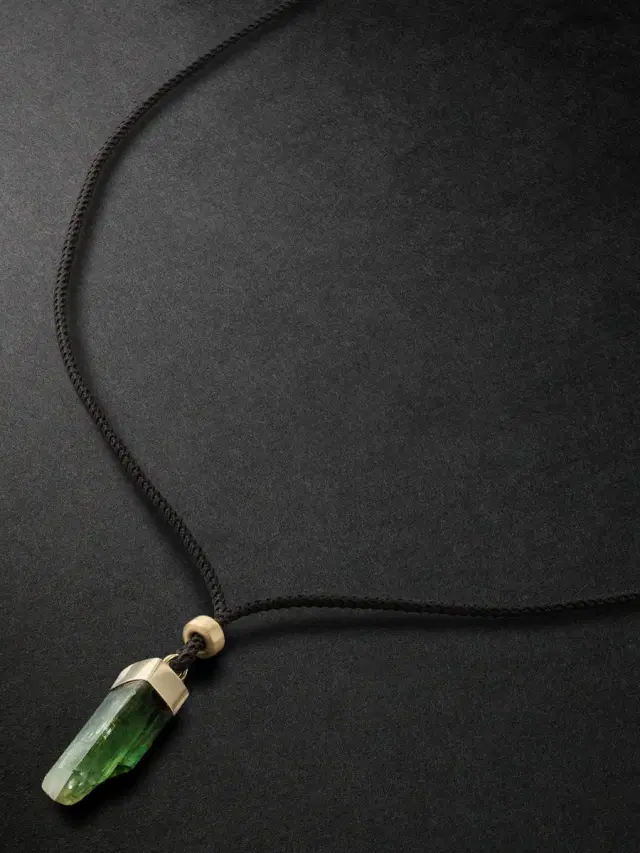 Jacquie Aiche Gold, Tourmaline and Cord Necklace - Men