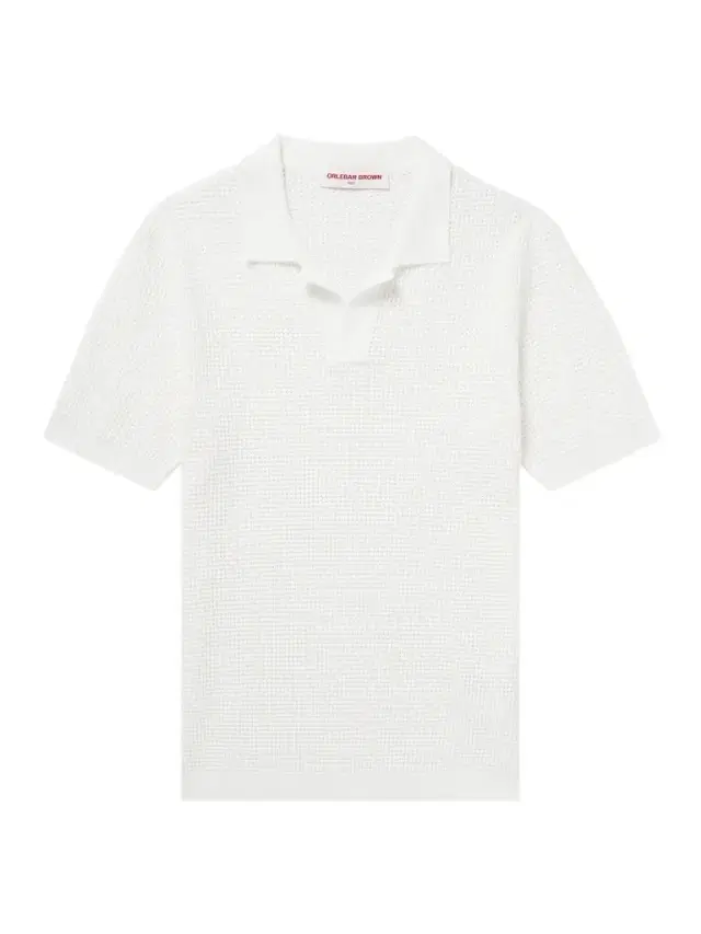 Roddy Slim-Fit Camp-Collar Pointelle-Knit Polo Shirt - Men