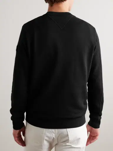 Moncler Logo-Flocked Cotton-Jersey Sweatshirt - Men | Thumbnail 3 Moncler Logo-Flocked Cotton-Jersey Sweatshirt - Men | Thumbnail 3