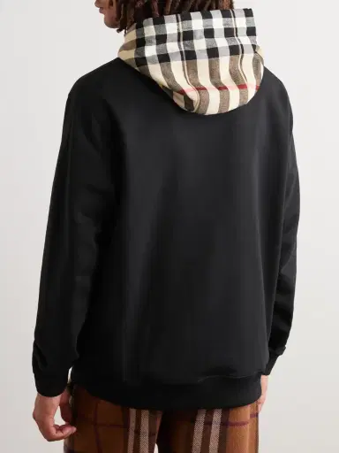 Burberry Checked Cotton-Jersey Hoodie - Men | Thumbnail 3 Burberry Checked Cotton-Jersey Hoodie - Men | Thumbnail 3