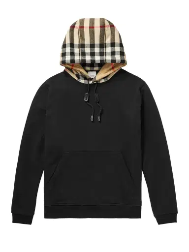 Burberry Checked Cotton-Jersey Hoodie - Men | Thumbnail 1 Burberry Checked Cotton-Jersey Hoodie - Men | Thumbnail 1
