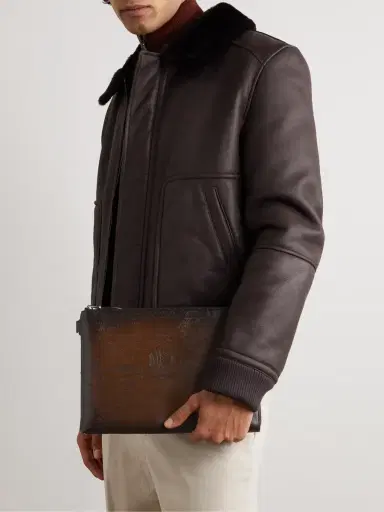 Berluti Nino Scritto Venezia Leather Pouch - Men | Thumbnail 2 Berluti Nino Scritto Venezia Leather Pouch - Men | Thumbnail 2