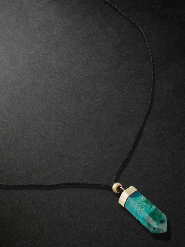 Jacquie Aiche Gold, Amazonite and Cord Pendant Necklace - Men