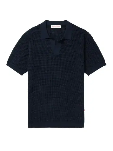 Orlebar Brown Roddy Slim-Fit Camp-Collar Pointelle-Knit Polo Shirt - Men | Thumbnail 1 Orlebar Brown Roddy Slim-Fit Camp-Collar Pointelle-Knit Polo Shirt - Men | Thumbnail 1
