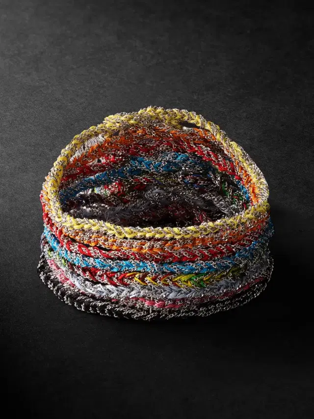 20th Anniversary Lucky Set of Eight Silver and Silk Bracelets - Men