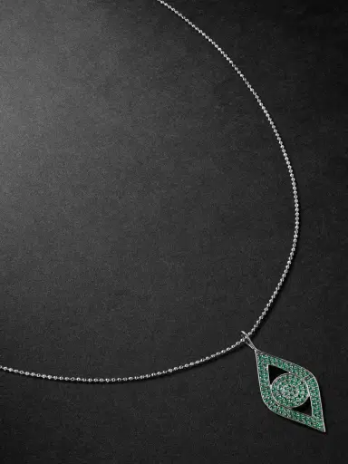 Sydney Evan Large Evil Eye White Gold Diamond Pendant Necklace - Men | Thumbnail 1 Sydney Evan Large Evil Eye White Gold Diamond Pendant Necklace - Men | Thumbnail 1