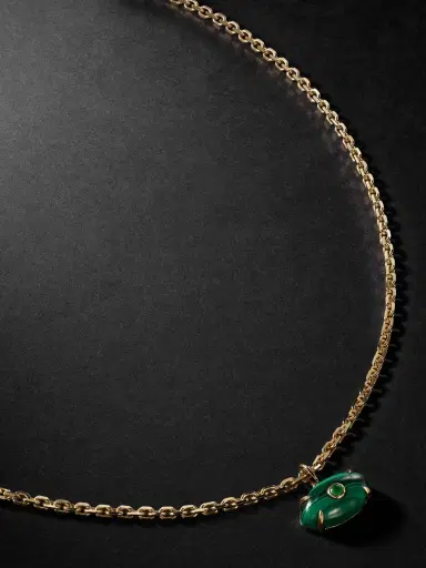 Sydney Evan Evil Eye Gold Malachite Necklace - Men | Thumbnail 1 Sydney Evan Evil Eye Gold Malachite Necklace - Men | Thumbnail 1