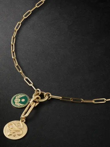Foundrae Classic 18-Karat Gold, Diamond and Enamel Chain Necklace - Men | Thumbnail 1
