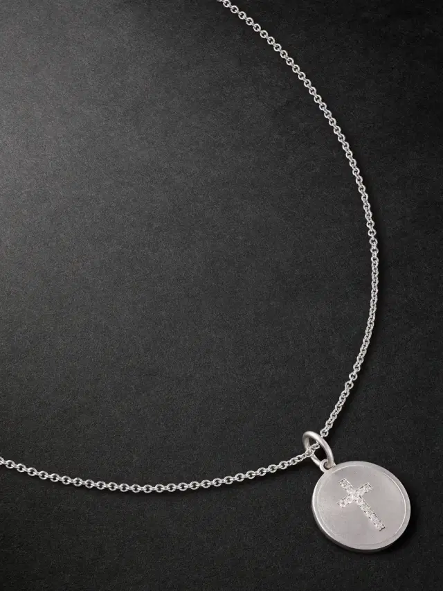 Jacquie Aiche White Gold Diamond Pendant Necklace - Men