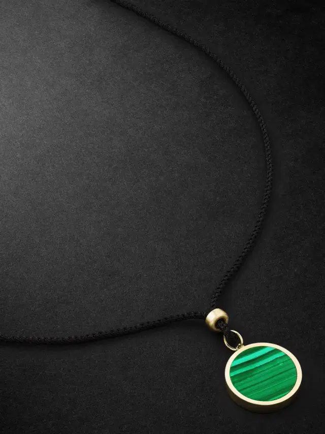 Jacquie Aiche Gold, Malachite and Cord Pendant Necklace - Men