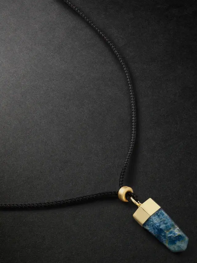 Jacquie Aiche Gold, Chrysocolla and Cord Necklace - Men