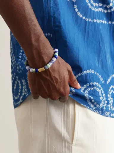 Carolina Bucci Protection Forte Beads Gold Multi-Stone Bracelet - Men | Thumbnail 2 Carolina Bucci Protection Forte Beads Gold Multi-Stone Bracelet - Men | Thumbnail 2