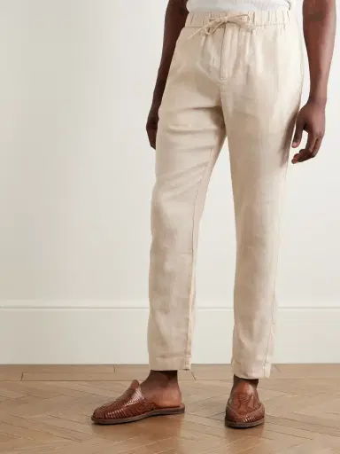 Frescobol Carioca Oscar Straight-Leg Linen and Cotton-Blend Drawstring Trousers - Men | Thumbnail 3