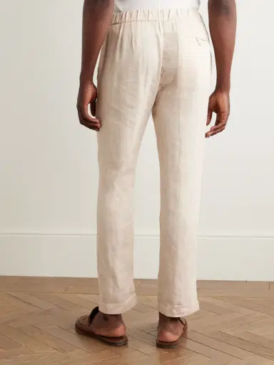 Frescobol Carioca Oscar Straight-Leg Linen and Cotton-Blend Drawstring Trousers - Men | Thumbnail 4