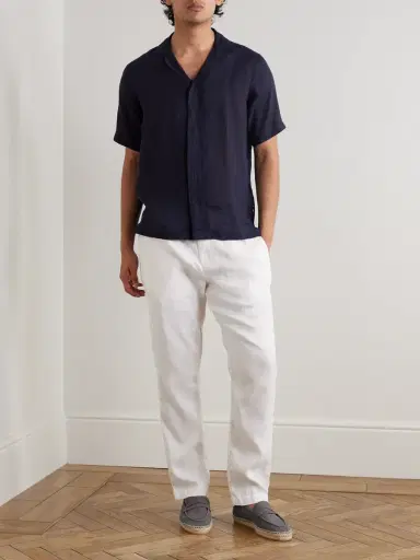 Frescobol Carioca Oscar Straight-Leg Linen and Cotton-Blend Drawstring Trousers - Men | Thumbnail 2 Frescobol Carioca Oscar Straight-Leg Linen and Cotton-Blend Drawstring Trousers - Men | Thumbnail 2