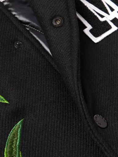 Moncler Genius 7 Moncler FRGMT Hiroshi Fujiwara Celsia Wool-Blend Felt and Full-Grain Leather Down Varsity Jacket - Men | Thumbnail 4 Moncler Genius 7 Moncler FRGMT Hiroshi Fujiwara Celsia Wool-Blend Felt and Full-Grain Leather Down Varsity Jacket - Men | Thumbnail 4