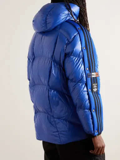 Moncler Genius adidas Originals Beiser Tech Jersey-Trimmed Quilted Glossed-Shell Hooded Down Jacket - Men | Thumbnail 3 Moncler Genius adidas Originals Beiser Tech Jersey-Trimmed Quilted Glossed-Shell Hooded Down Jacket - Men | Thumbnail 3