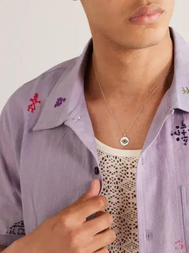Ileana Makri Golden Eye Mini White Gold Multi-Stone Pendant Necklace - Men | Thumbnail 2 Ileana Makri Golden Eye Mini White Gold Multi-Stone Pendant Necklace - Men | Thumbnail 2