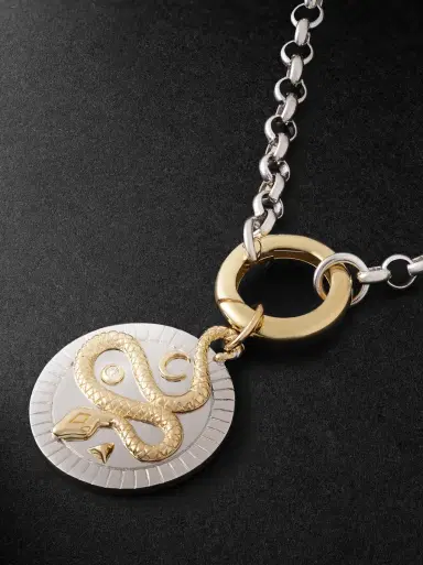 Foundrae Wholeness 18-Karat Yellow and White Gold Diamond Pendant Necklace - Men | Thumbnail 4