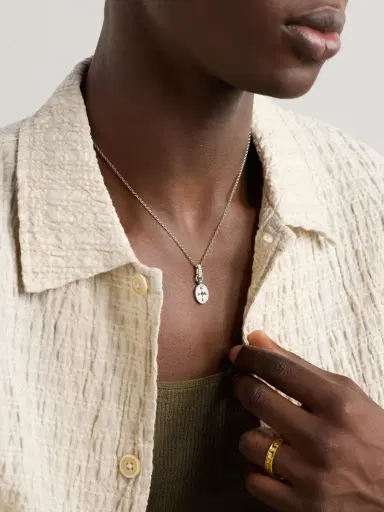 Foundrae Internal Compass 18-Karat White Gold Diamond Pendant Necklace - Men | Thumbnail 2