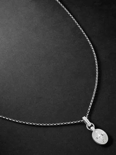 Foundrae Internal Compass 18-Karat White Gold Diamond Pendant Necklace - Men | Thumbnail 1