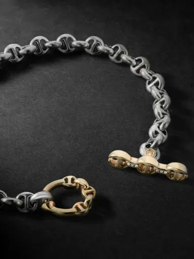 Hoorsenbuhs Open-Link Sterling Silver, 18-Karat Gold and Diamond Bracelet - Men | Thumbnail 3