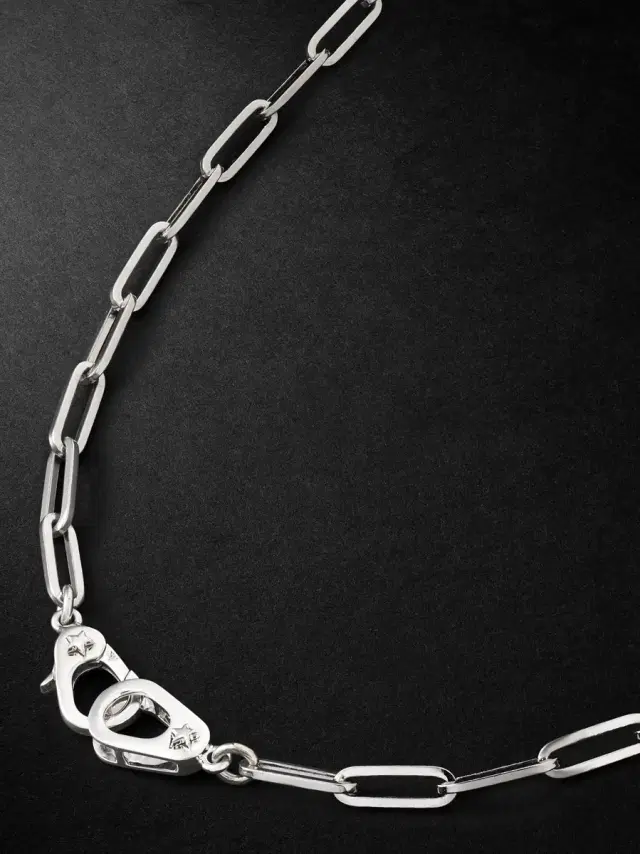 Sister Hook Classic Fob Clip 18-Karat White Gold Chain Necklace - Men