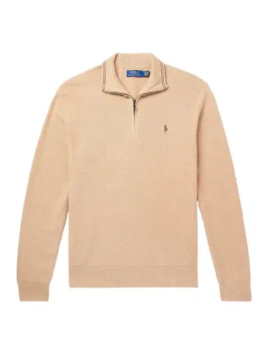 Polo Ralph Lauren Logo-Embroidered Honeycomb-Knit Cotton Half-Zip Sweater - Men | Thumbnail 1 Polo Ralph Lauren Logo-Embroidered Honeycomb-Knit Cotton Half-Zip Sweater - Men | Thumbnail 1