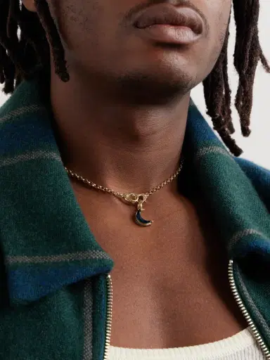 Foundrae Crescent 18-Karat Gold Topaz Pendant Necklace - Men | Thumbnail 2 Foundrae Crescent 18-Karat Gold Topaz Pendant Necklace - Men | Thumbnail 2