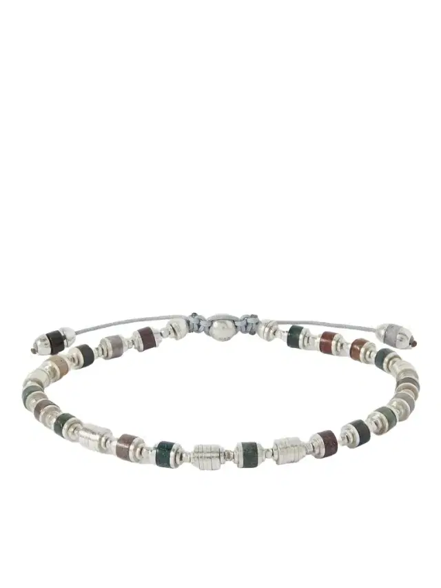 M. COHEN Saguaro Sterling Silver, Agate and Cord Beaded Bracelet - Men