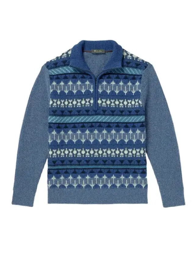 Fair Isle Ribbed-Knit Cashmere Half-Zip Sweater - Men