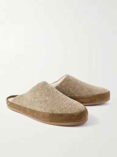 Mulo Suede-Trimmed Shearling-Lined Recycled-Wool Slippers - Men | Thumbnail 4