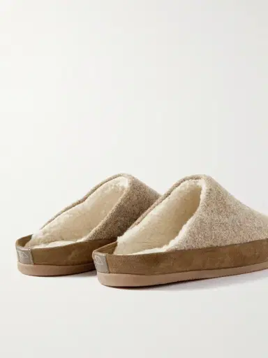 Mulo Suede-Trimmed Shearling-Lined Recycled-Wool Slippers - Men | Thumbnail 5