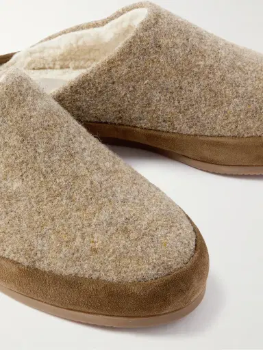 Mulo Suede-Trimmed Shearling-Lined Recycled-Wool Slippers - Men | Thumbnail 6