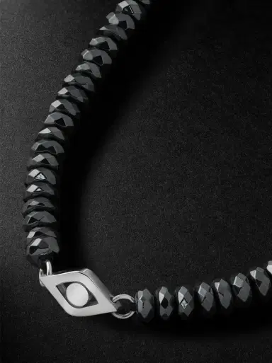 Sydney Evan White Gold Hematite Beaded Necklace - Men | Thumbnail 3 Sydney Evan White Gold Hematite Beaded Necklace - Men | Thumbnail 3