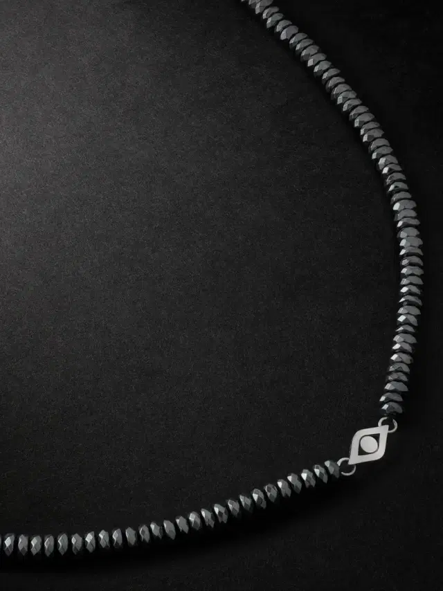 Sydney Evan White Gold Hematite Beaded Necklace - Men